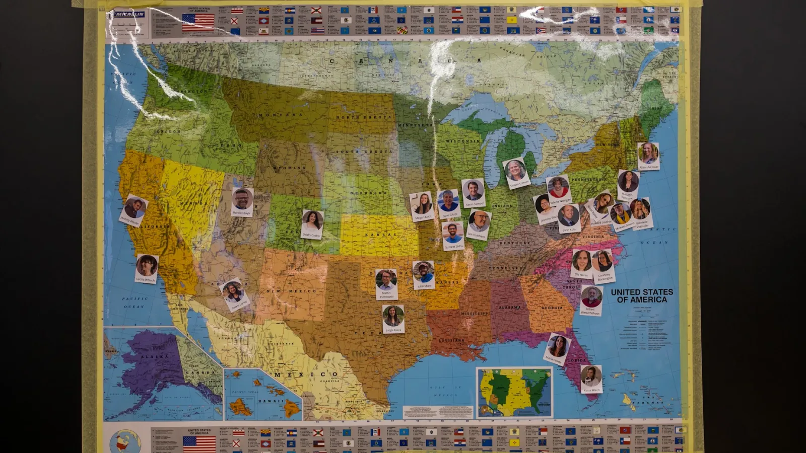 Map with faces of Fulbrighters