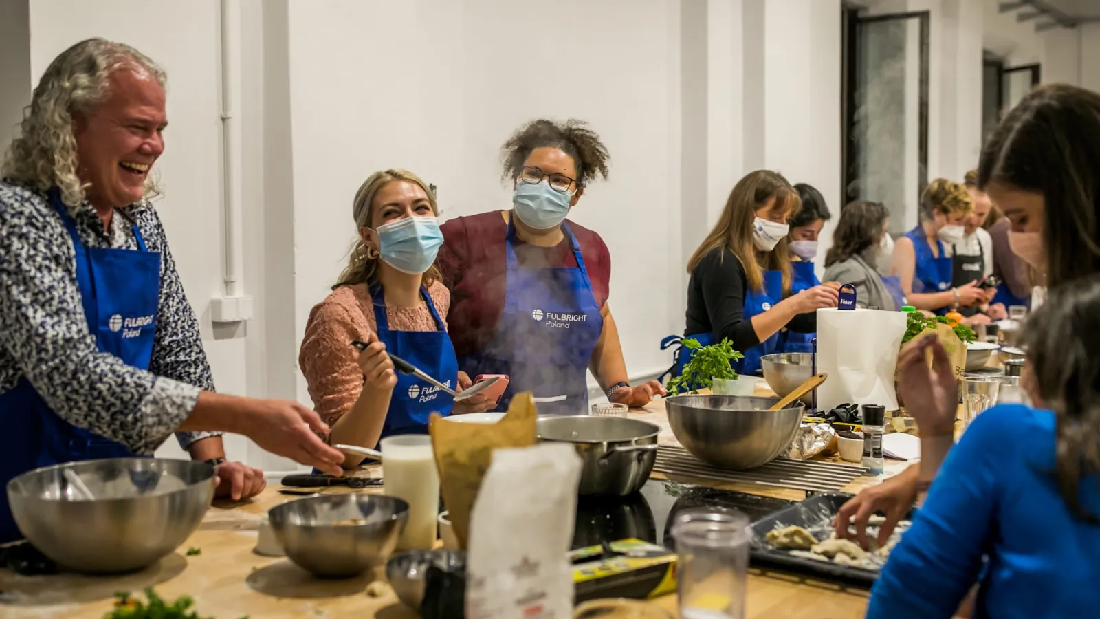 People cooking in a kitchen